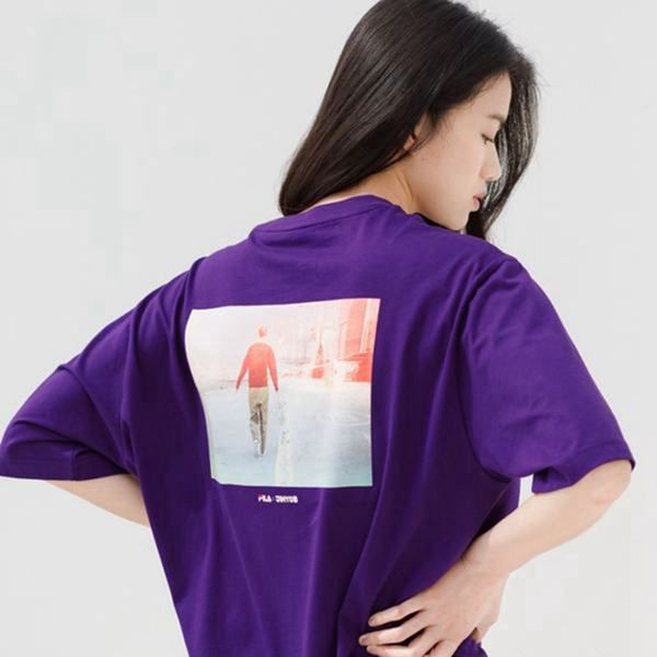 Fila Artist Graphic S/S Women's T-Shirts - Purple,NZ 879-68295